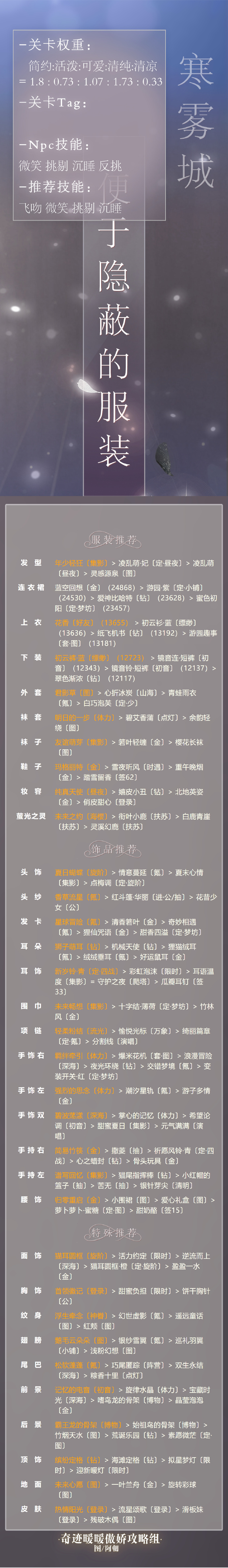 奇迹暖暖便于隐蔽的服装怎么搭配-奇迹暖暖阵营战搭配攻略