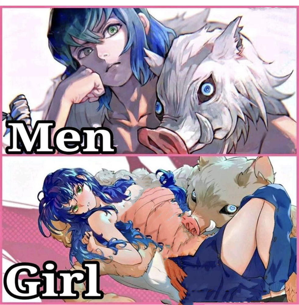 鬼灭之刃角色大反串，不仅毫无违和感，善逸和伊之助更适合女角色