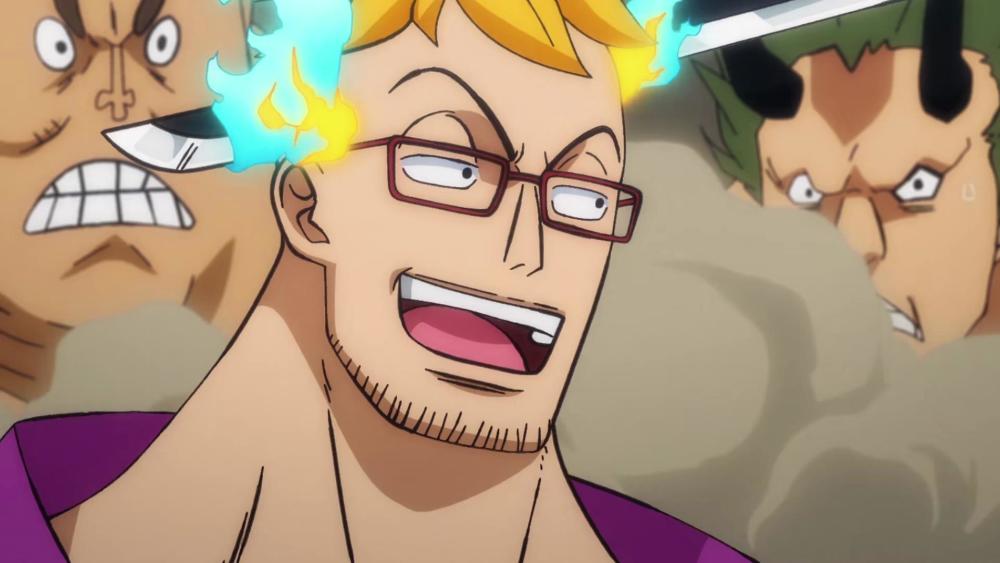 海贼王1014集：马尔科同时压制两位三灾，顺便让索隆坐“直升梯”