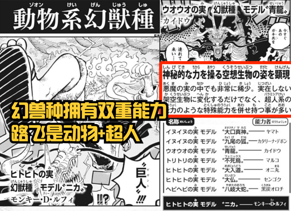 海贼王情报：“幻兽种”的秘密揭晓！路飞有双能力，凯多有4种