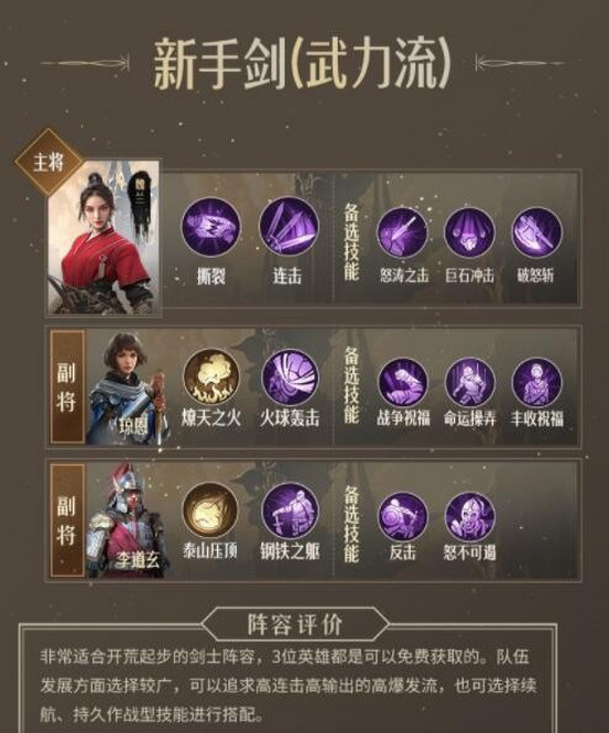 重返帝国新手剑阵容搭配攻略-重返帝国新手剑阵容怎么搭配