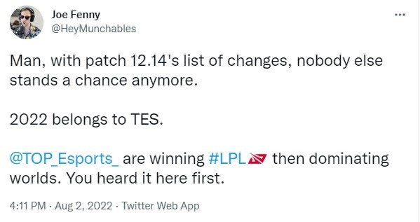 英文解说：2022属于TES 他们会征服LPL进而征服世界赛