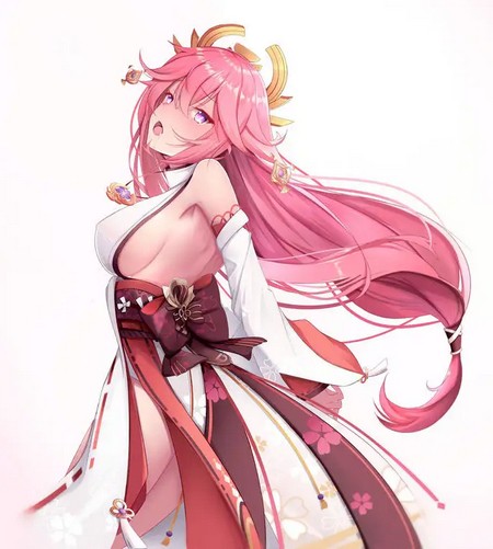 原神八重神子去掉衣服的图片