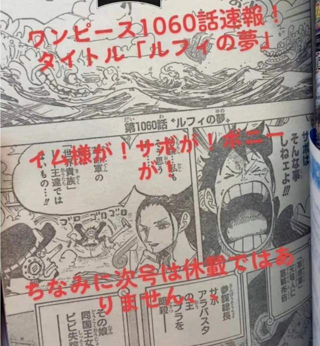 海贼王1060话情报：震撼！伊姆大人是最终BOSS，拥有古代兵器天王