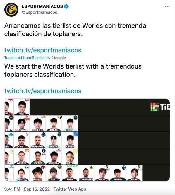 外媒发布本届世界赛全球上单梯队图：Zeus携手369位列S级最强上单！