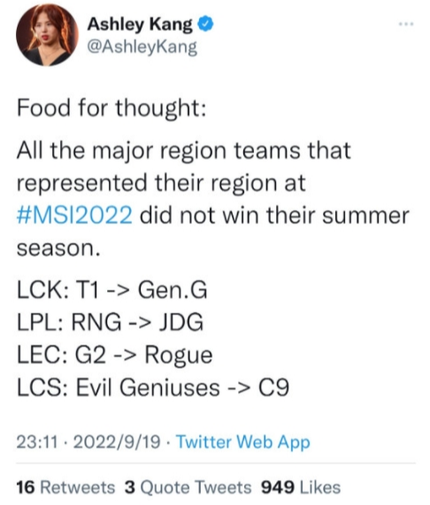 MSI队伍惨遭针对？四大赛区参加MSI的队伍都没能获得夏冠