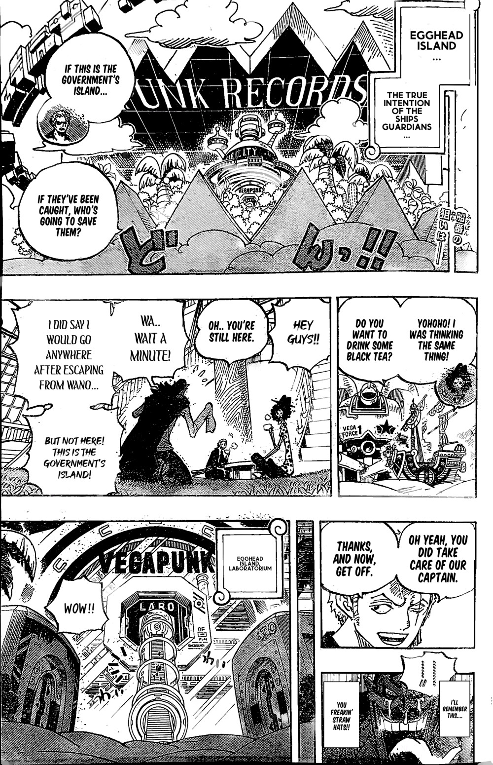 海贼王1065话高清全图解说，900年前的巨大王国登场，科技很发达