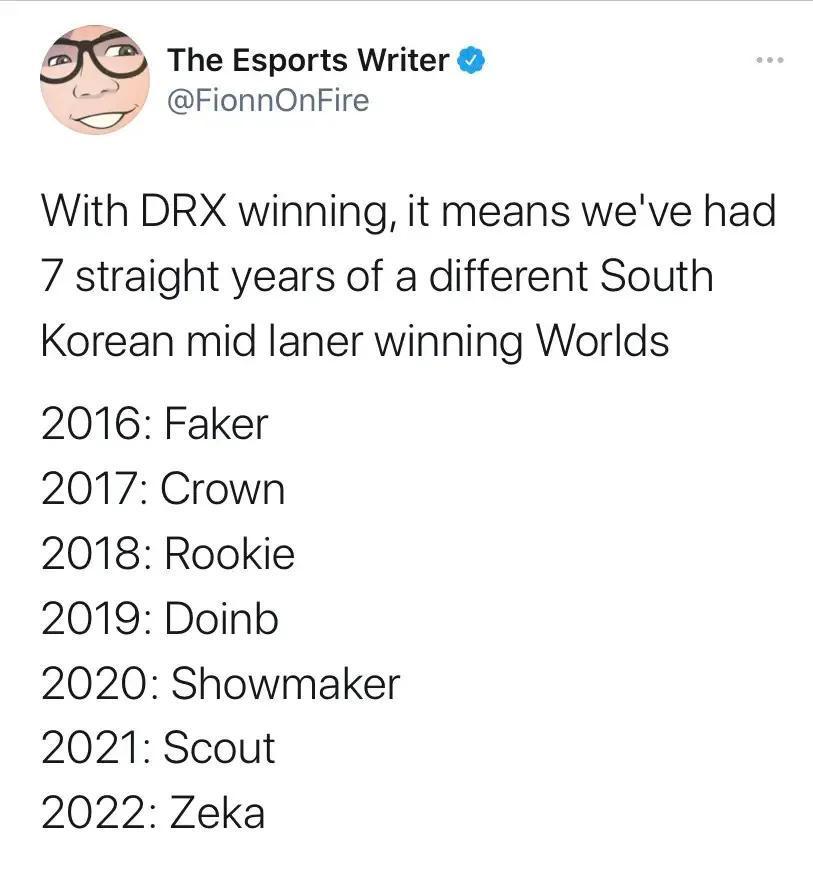 “七年不同LCK中单夺冠图”火了，LPL国产中单成笑话，愧对高年薪