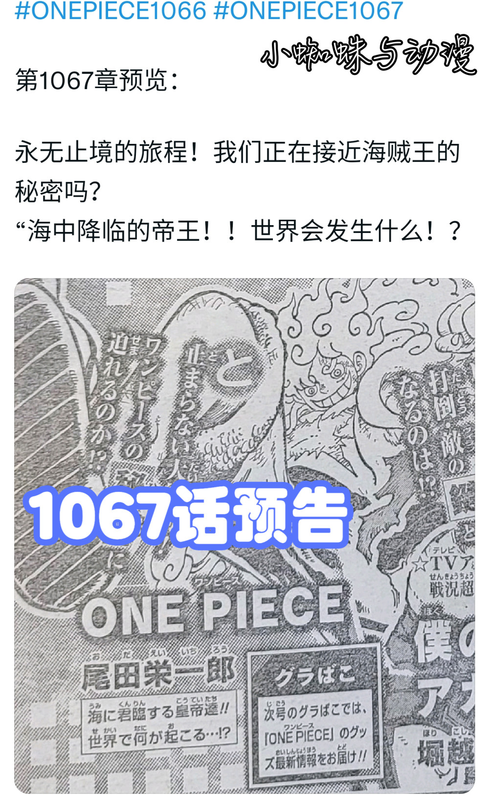 海贼王1067话预告：官方揭秘海贼王秘密，黑胡子与罗的战斗结束了