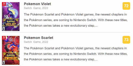 宝可梦紫MC均分为历代正作最低 朱与BDSP并列倒二