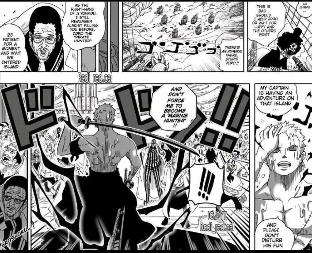 海贼王1071话情报：炽天使罗登场，黄猿被索隆拦下，卡普过来了