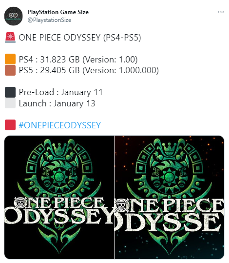 《海贼王：时光旅诗》PS版容量曝光 约30GB左右