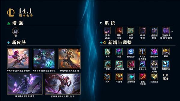 英雄联盟14.1版本更新内容 英雄联盟lol14.1版本更新公告